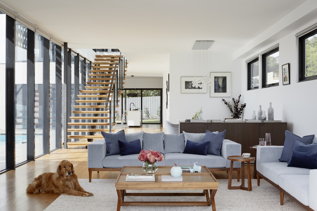 A warm, lived-in luxury living room